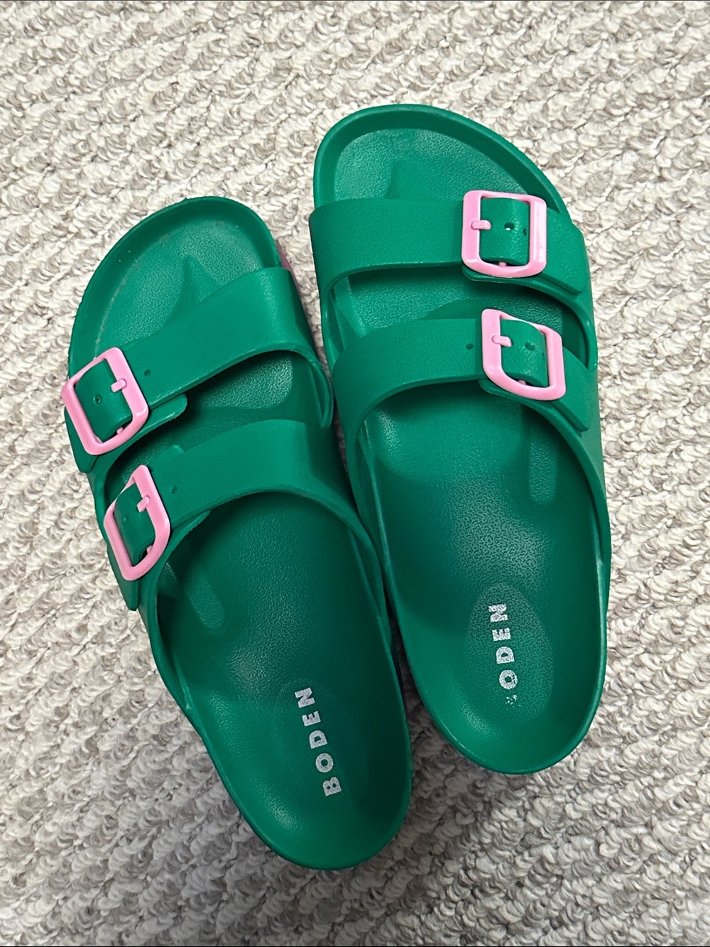 Boden Lyla Double Buckle Slides Sandals Green Pink EU 41 US 10